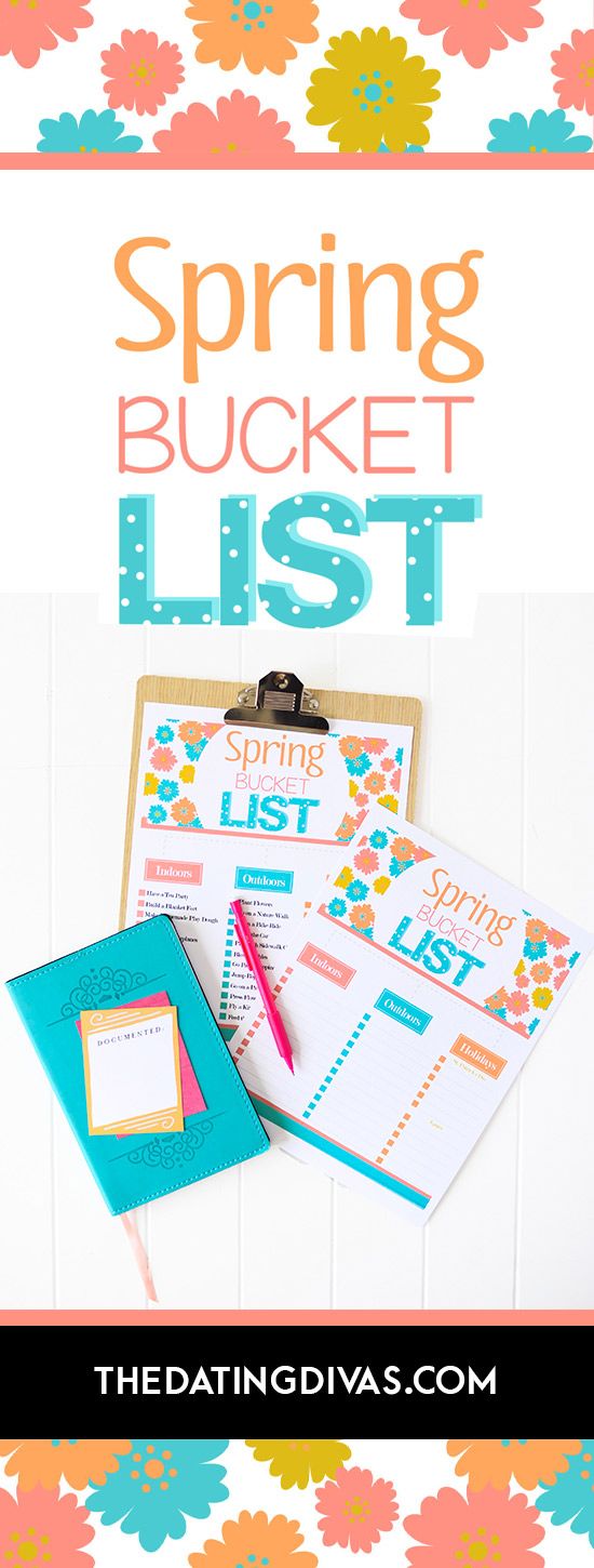 Template for Spring Bucket Lists on a clipboard.